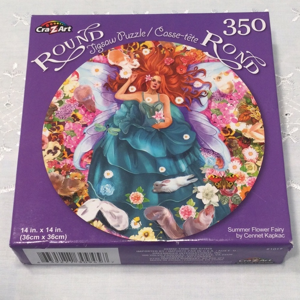 Cra-Z-Art Round Jigsaw Puzzle Summer Flower Fairy 350 Piece New Unopened Box